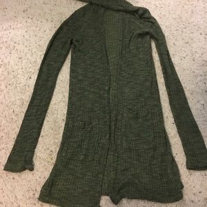 Long Green Hooded Cardigan